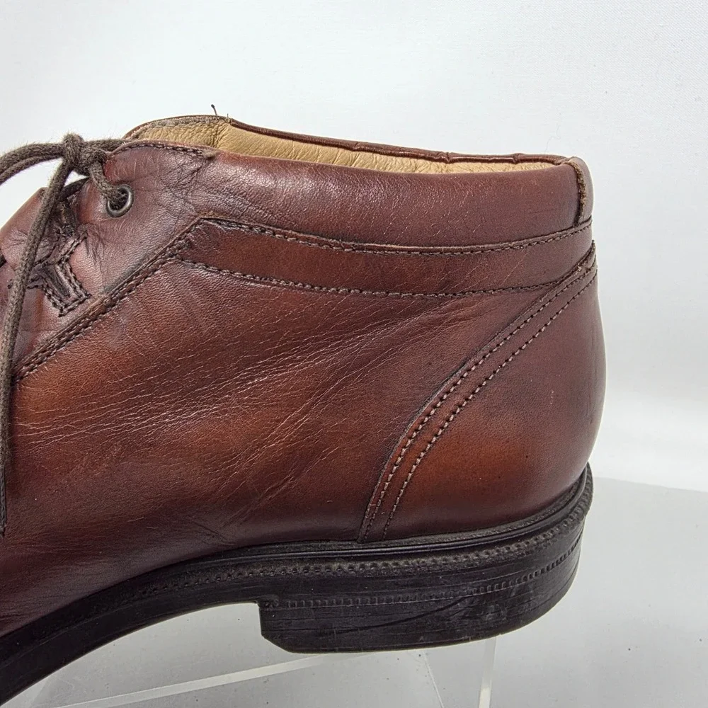 Bacco Bucci Chukka Boots Mens 10.5 Brown Leather Moc Toe Made in Italy Good